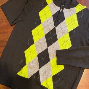 Apt. 9 Black and Yellow Argyle Turtleneck Sweater